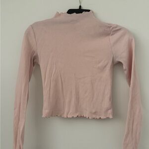 Pink Long Sleeve Women's Mock Neck
